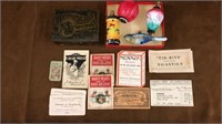 Tobacco tin, early figural bulbs, advertising lot
