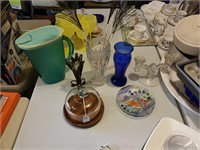 VASES, COVERED CHEESE SERVER, CANDLE STICK HOLDER