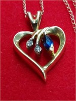 14K Gold Chain & 14K Gold Heart Pendant  1.6g