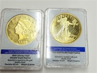 2 Commemorative Replica Gold Coins