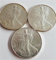 3 American Silver Eagles