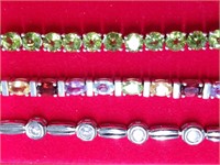 3-Sterling SIlver Tennis Bracelets