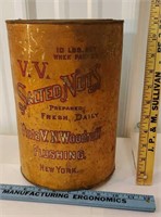 Viola woodruff, flushing NY salted nuts 10lb tin