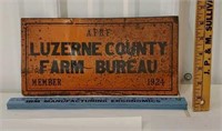 Luzerne county farm bureau member 1924 sign