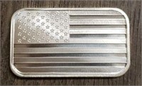 One Ounce Silver Bar: American Flag #2