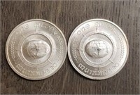 (2) One Ounce Silver Rounds: World Trade