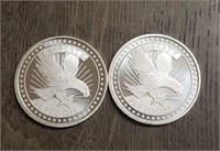 (2) One Ounce Silver Rounds: Liberty/Freedom
