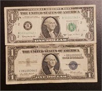 (2) U.S. $1 Star Notes