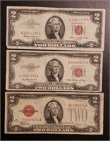 (3) U.S. $2 Red Seal Notes