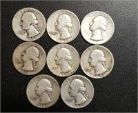 (8) U.S. Washington Quarters: 90% Silver