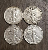 (4) U.S. Walking Liberty Half Dollars