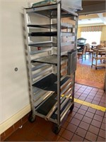 Rolling Stainless Bakery Rack with pans