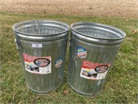 Pair of 20-Gallon Steel Trash Cans