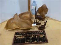 Wooden Lot / Serving Dish / Dog / 2 Deer / Abacus