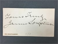 James Longstreet. Clipped Signature.