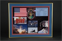 Space Shuttle Atlantis Flown Flag and Patch. 2009.