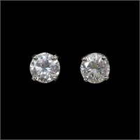 14K White gold round brilliant cut diamond stud