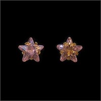 14K Yellow gold star cut pink gemstone