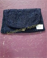 Vintage Women's Beaded clutch bag Deep Blue