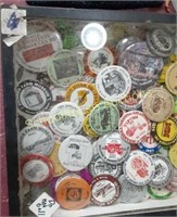 Large display case of vintage buttons