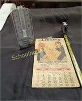 Vintage Calender and Thermomentor/ Rain catcher
