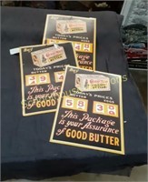 Vintage Country Maid Butter Signs x3 with movable