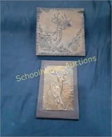 2 Deer Wood Plaques one is embosed Copper Sheet &
