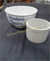 Ceramic Bowls . 10" Grandpa's Popcorn and smaller