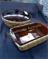 Anchor Hocking Bakeware x2 with serving baskets ,