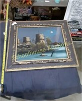 Large Framed painting Marked with MORRO