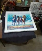 29x25 Horse Race Painting with white Frame