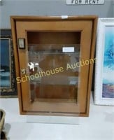 Wood Cabinet with Glass Front & 2 Glass Shelves