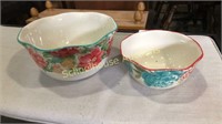 2 Pioneer Woman mixing bowls. Biggest is 10”