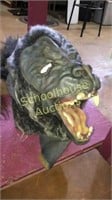 Vintage creepy full head mask. Gray werewolf