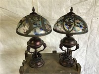 NICE PAIR OF TABLE LAMPS-  GLASS SHADES