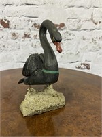 Hand Carved Swan on Pyrite Base