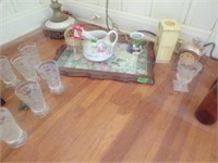 Misc Glassware and tray lot