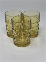 Trio Thumbprint Amber Mid Century Bar Glasses