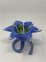 Blue Murano Glass Hand Blown Flower