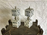 PAIR OF VINTAGE GLASS DICE LAMPS