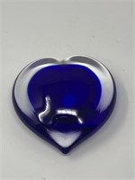 Cobalt Blue Glass Heart Paper Weight