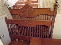 Beautiful, antique Full size wooden bed w/rails