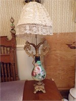 Handpainted lamp with shade