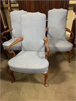 Queen Ann Style Upholstered Arm Chairs