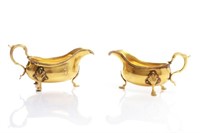 PAIR OF CONTINENTAL SILVER GILT SAUCE BOATS, 683g