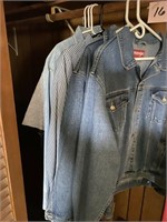 2 VINTAGE JEAN JACKETS AND MISC. SHIRTS - VEST