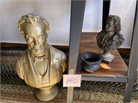 LINCOLN BUST - SMALL CAST IRON POT & OTHER BUST