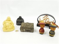 Articles asiatiques dont boudha, diorama coffret