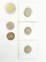 Pièces de monnaies 0.05¢ dont Liberty Head