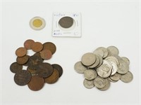 16 pièces 0.01¢ Canadien/32 pièces USA